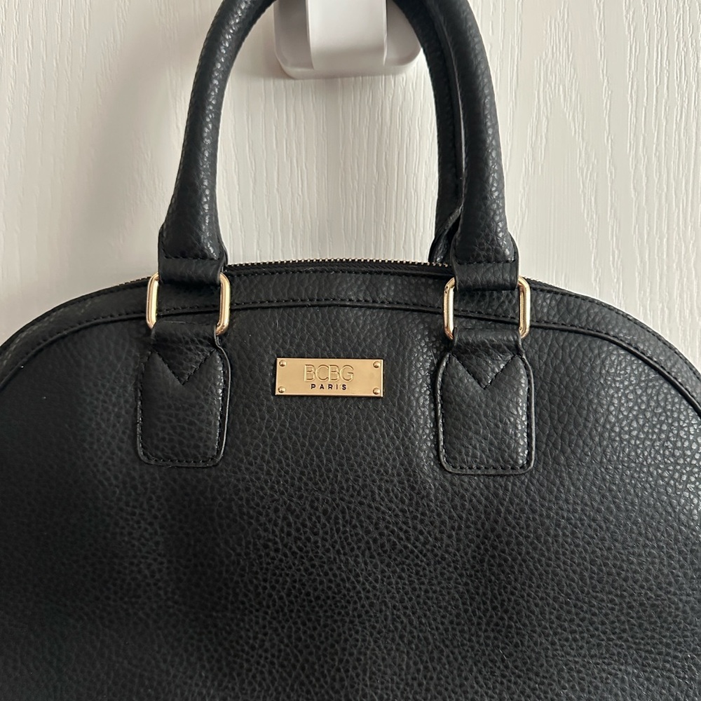 BCBG Paris Black Satchel with Gold Accents
